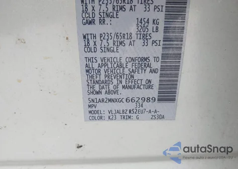 2016 Nissan Pathfinder S from USA, damaged, VIN 5N1AR2MNXGC662989